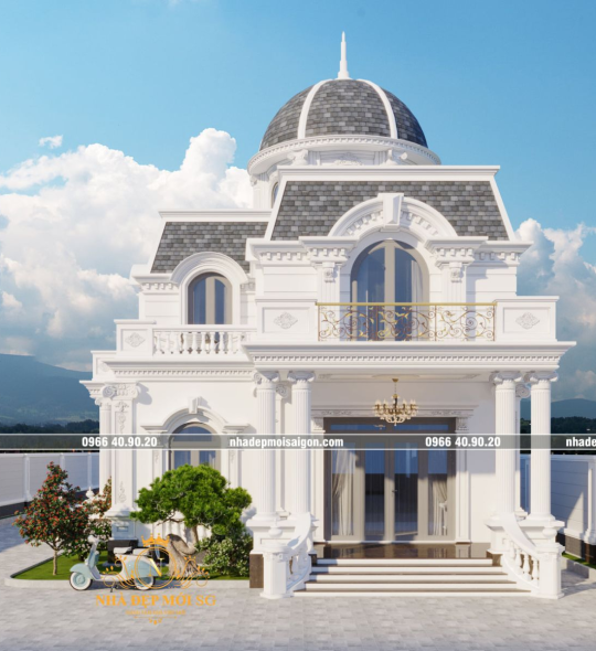 MẪU BIỆT THỰ CỔ ĐIỂN ĐẸP 2 TẦNG 9X25M LONG AN