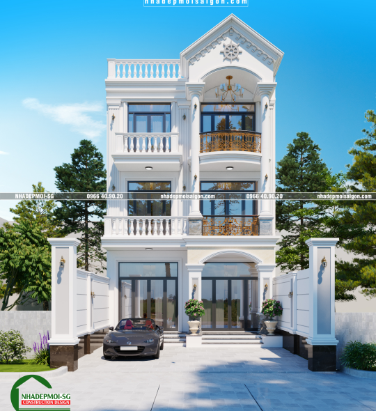 MẪU BIỆT THỰ CỔ ĐIỂN 7X15M 3 TẦNG 4 PHÒNG NGỦ