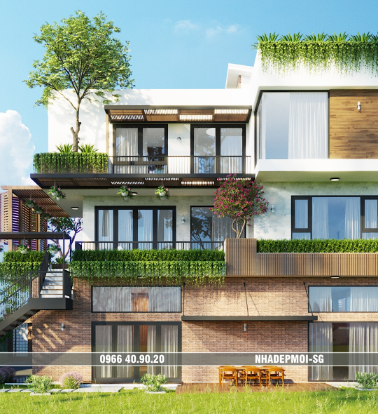 MẪU BIỆT THỰ HIỆN ĐẠI KẾT HỢP CÂY XANH 14X16M Q7 TP.HCM