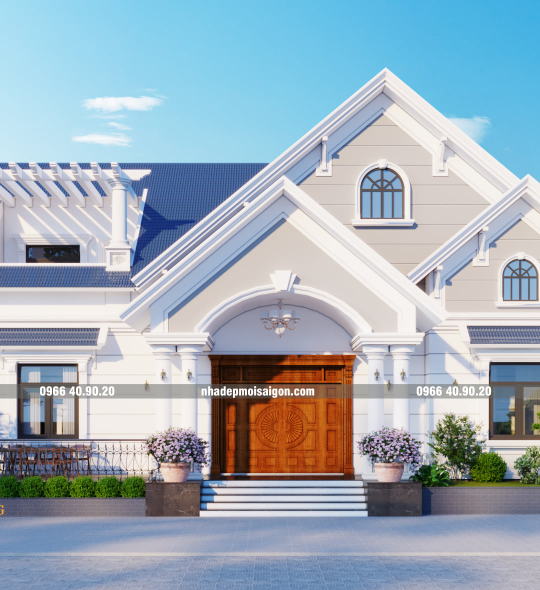 mẫu biệt thự mái thái đẹp 9x17m