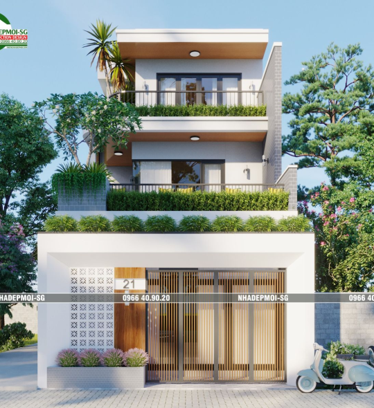 MẪU NHÀ PHỐ HIỆN ĐẠI 2 MẶT TIỀN ĐẸP