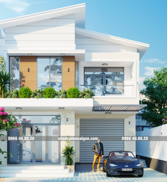 MẪU NHÀ PHỐ 2 TẦNG 9X17M 4 PHÒNG NGỦ MÁI LỆCH - AN GIANG