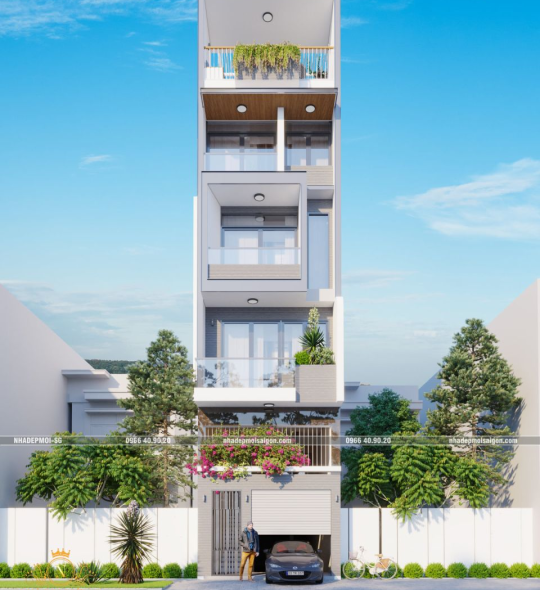 mẫu nhà phố hiện đại 5 tầng