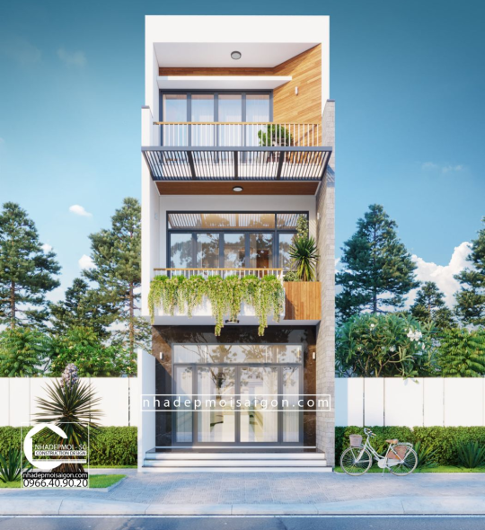 mẫu nhà phố hiện đại kết hợp cây xanh đẹp