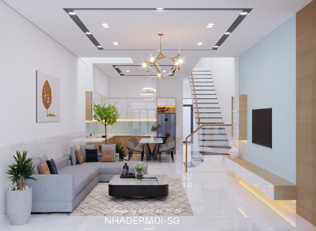 thiết kế nội thất nhà phố 2 tầng