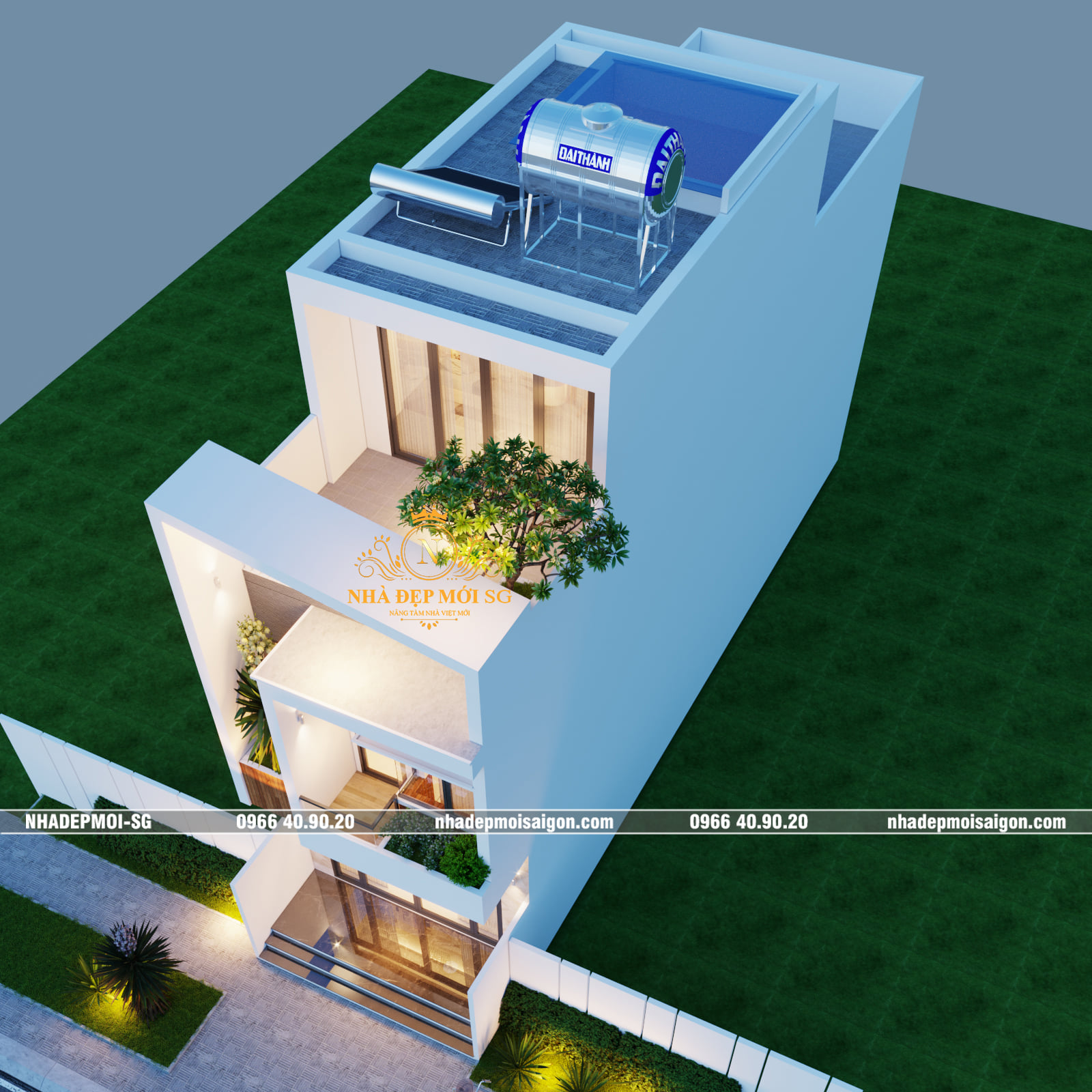 mẫu nhà phố 2 tầng 5x17m